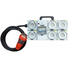 Industrial Power board - 20A 3 phase supply with 4x16A & 2x10A outlets.