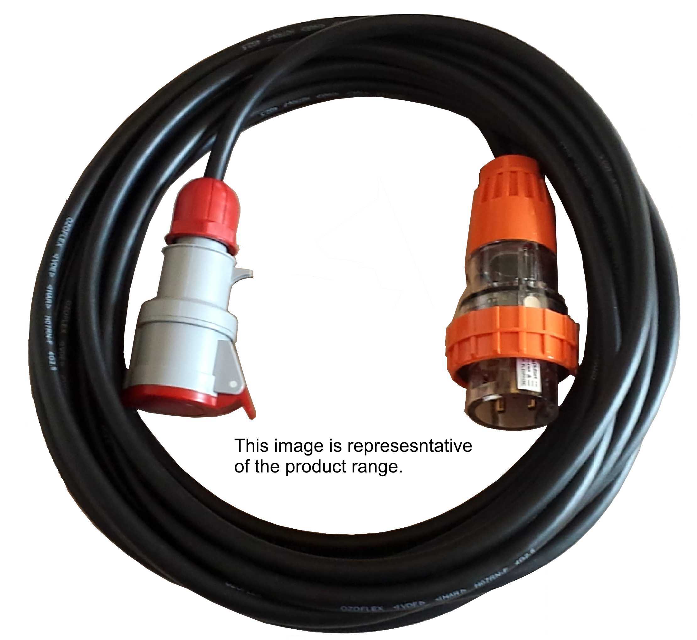 Cable CSA:1.5mm². 3 Phase,4 pin,415V 10 Amp 5m Appliance Lead